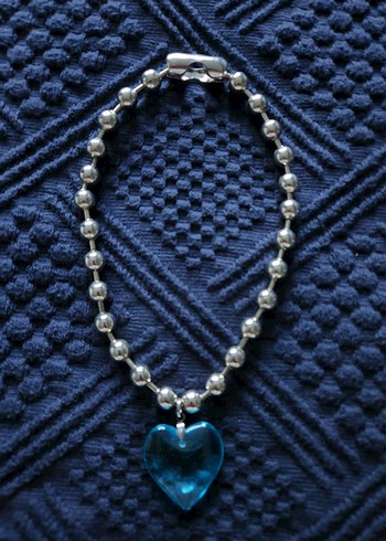 Mavi Cam Kalp Kolye - Görsel 3