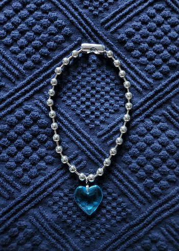 Mavi Cam Kalp Kolye - Görsel 2