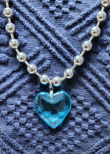 Mavi Cam Kalp Kolye - Görsel 4