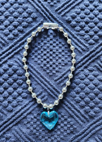 Mavi Cam Kalp Kolye - Görsel 5