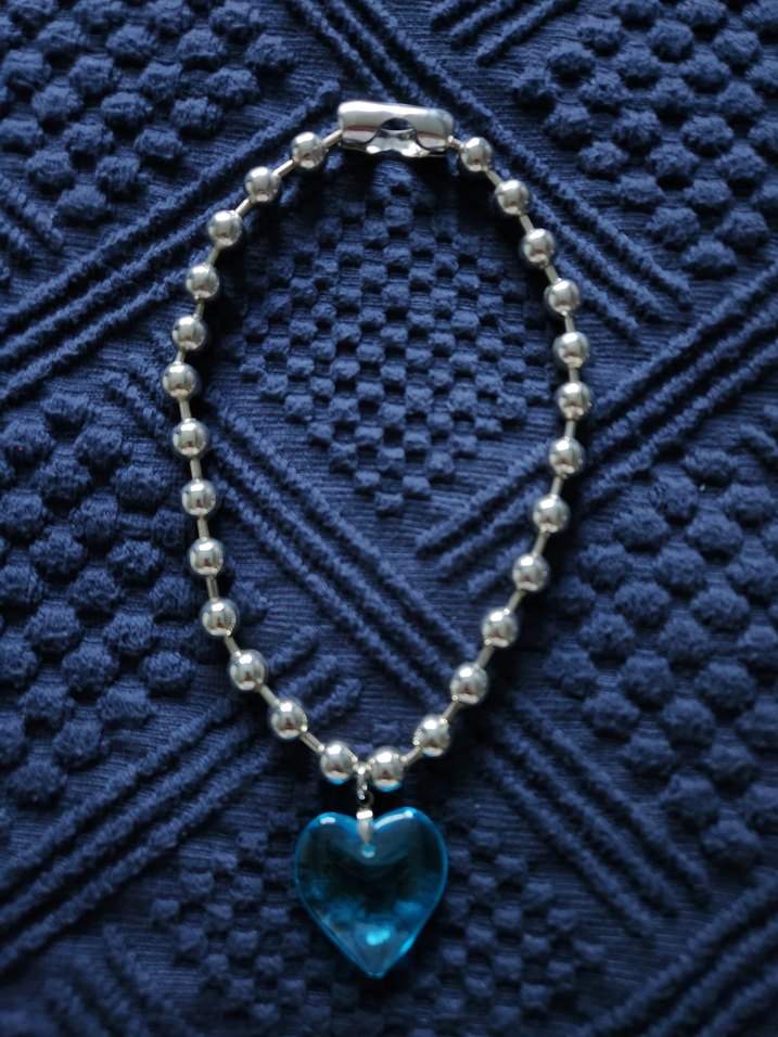 Mavi Cam Kalp Kolye - Görsel 3