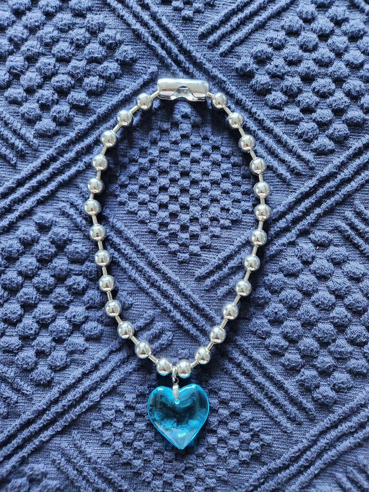 Mavi Cam Kalp Kolye - Görsel 5