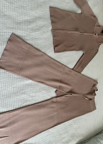 Stradivarius Bej fitilli triko eşofman takımı