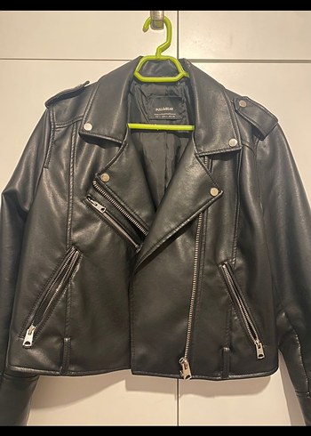 Kadın Siyah Deri Biker Ceket