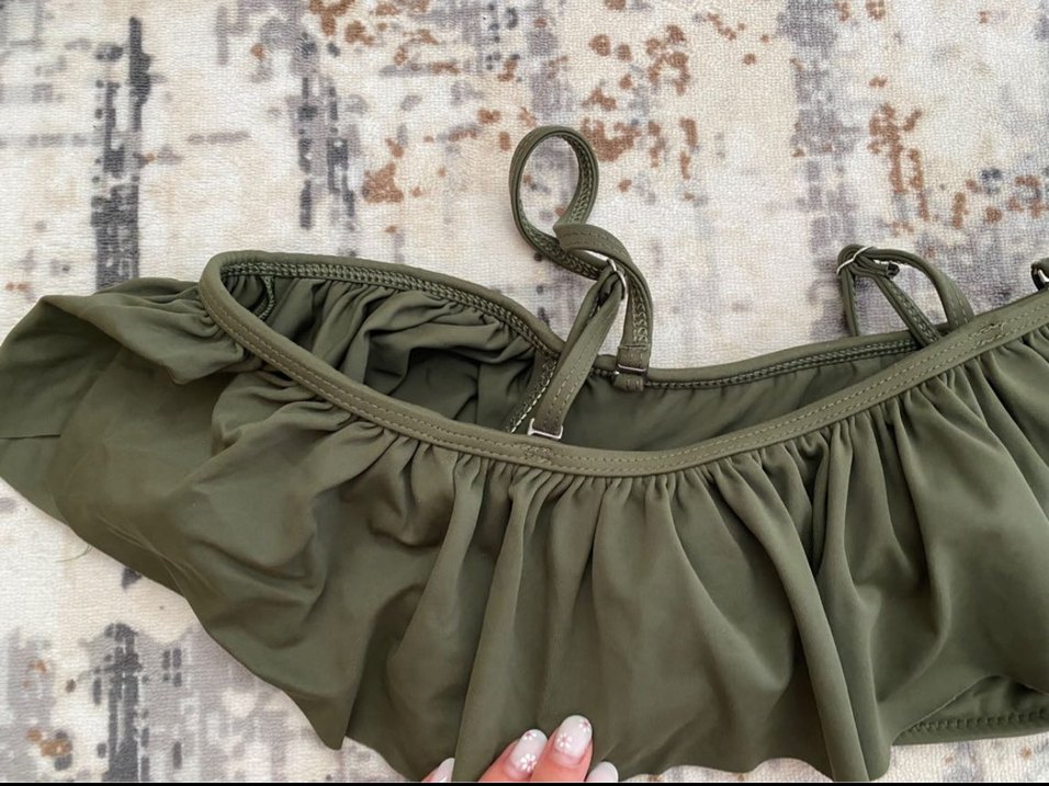 Kadın Haki Fırfırlı Askılı Bikini - Görsel 3