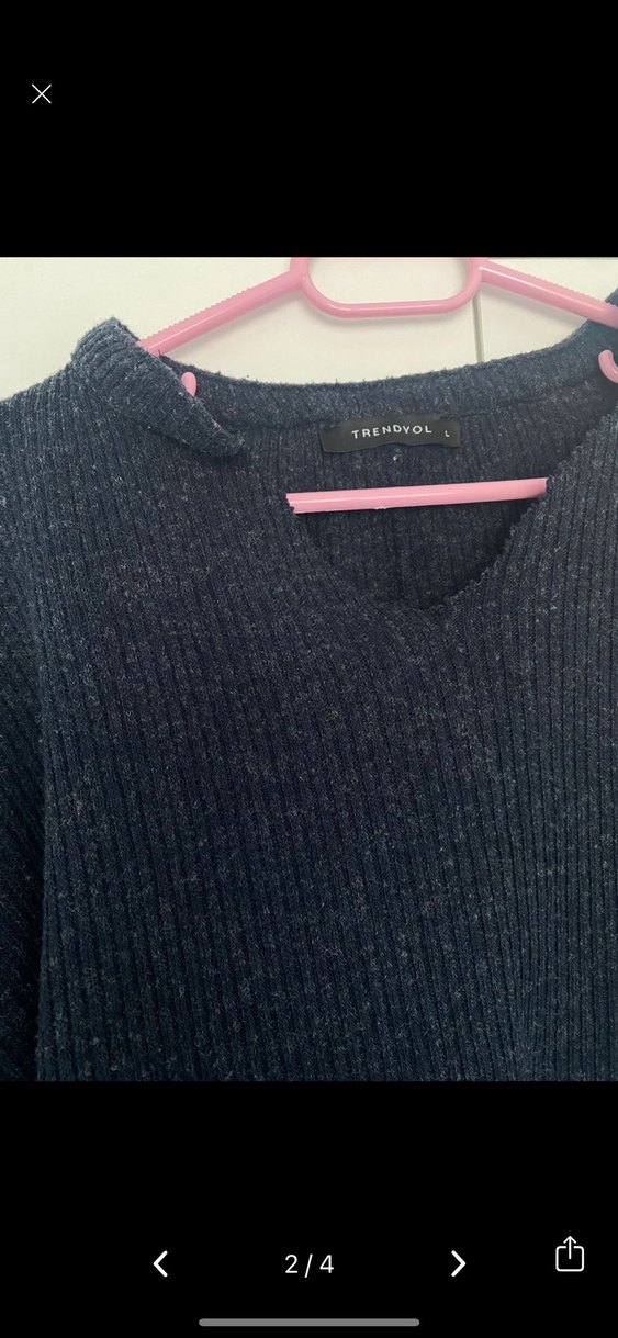 V Yakalı Triko Kadın Kazak - Görsel 4