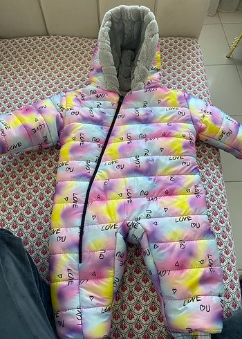 Peluş Detaylı Çok Renkli Bebek Kız Tulum