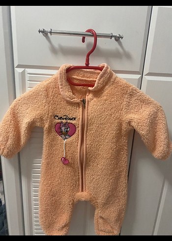 H&M Pembe Nakışlı Bebek Tulumu Fermuarlı
