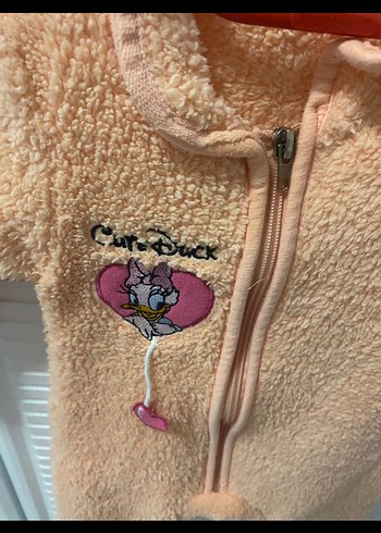 1 Yaş Beden Pembe Nakışlı Bebek Tulumu Fermuarlı