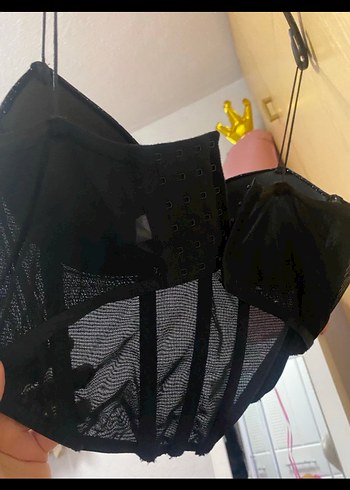 Siyah Mini Gotik Strappy Büstiyer - Görsel 5