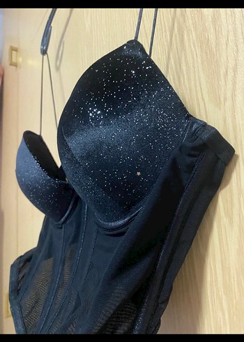 Siyah Mini Gotik Strappy Büstiyer - Görsel 3