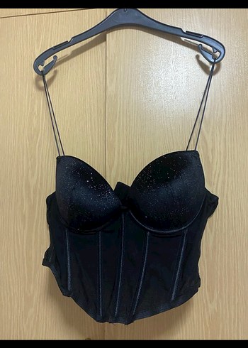 Siyah Mini Gotik Strappy Büstiyer - Görsel 2