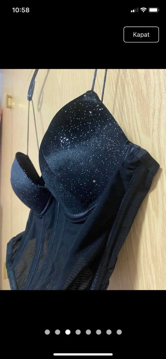 Siyah Mini Gotik Strappy Büstiyer - Görsel 3