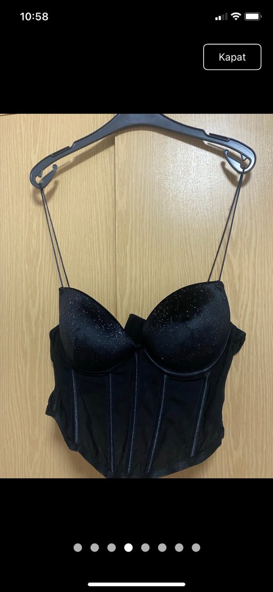 Siyah Mini Gotik Strappy Büstiyer - Görsel 4