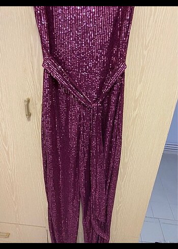 Parlak Bordo Yılan Desenli Kadın Tulum - Görsel 2