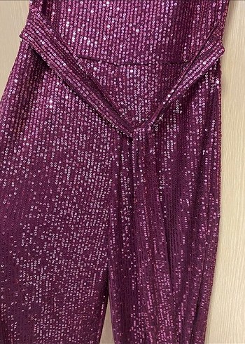 Parlak Bordo Yılan Desenli Kadın Tulum - Görsel 4