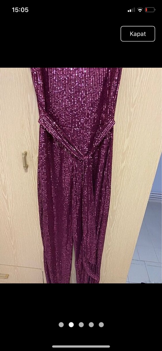 Parlak Bordo Yılan Desenli Kadın Tulum - Görsel 2