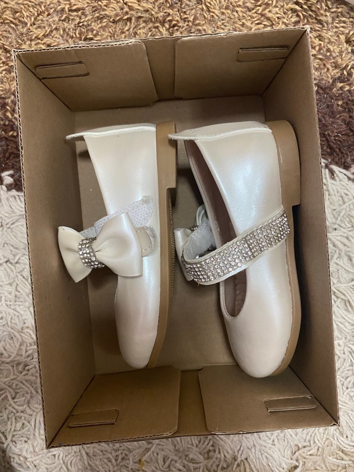 Kız Çocuk Beyaz Taşlı Babet Ayakkabı - Görsel 5