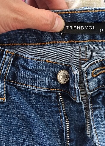 38 Beden mavi Renk Yırtmaçlı İspanyol Kot Pantolon 