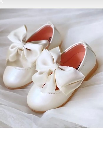 Beyaz Fiyonklu Kız Babet Ayakkabı - Görsel 2