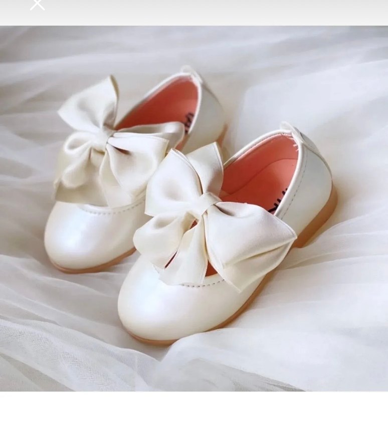 Beyaz Fiyonklu Kız Babet Ayakkabı - Görsel 2