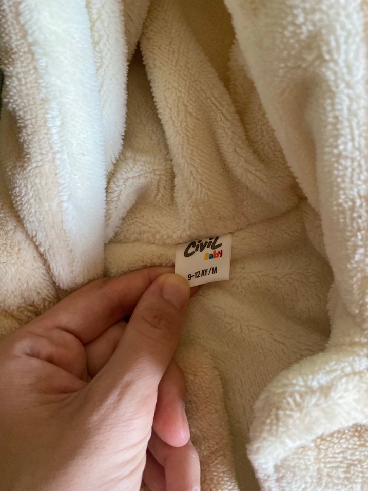 Kapüşonlu, Kürklü Bej Bebek Mont - Görsel 2