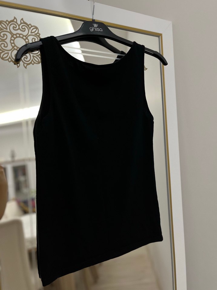 Siyah / Beyaz Kadın Kolsuz Atlet - Görsel 2