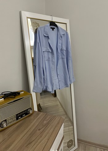 Gri Keten Kısa Kollu Kadın Gömlek - Görsel 4