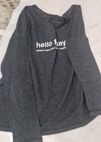 Gri Baskılı Kadın Sweatshirt - Görsel 2