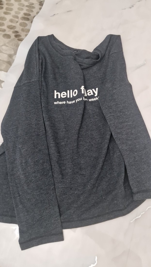 Gri Baskılı Kadın Sweatshirt - Görsel 2