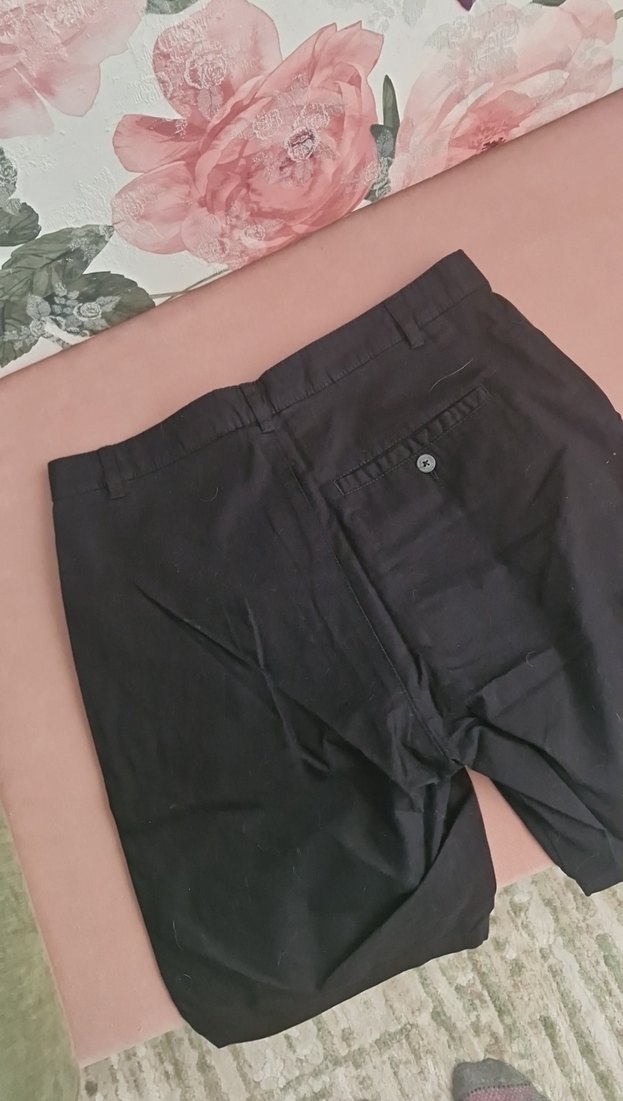 Düğmeli Siyah Erkek Midi Kot Şort - Görsel 3