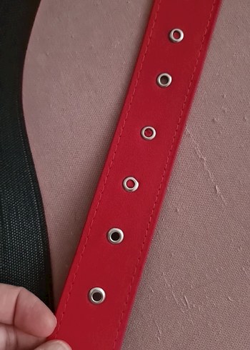 Koyu Kırmızı Deri Tokalı Kadın Kemer - Görsel 3