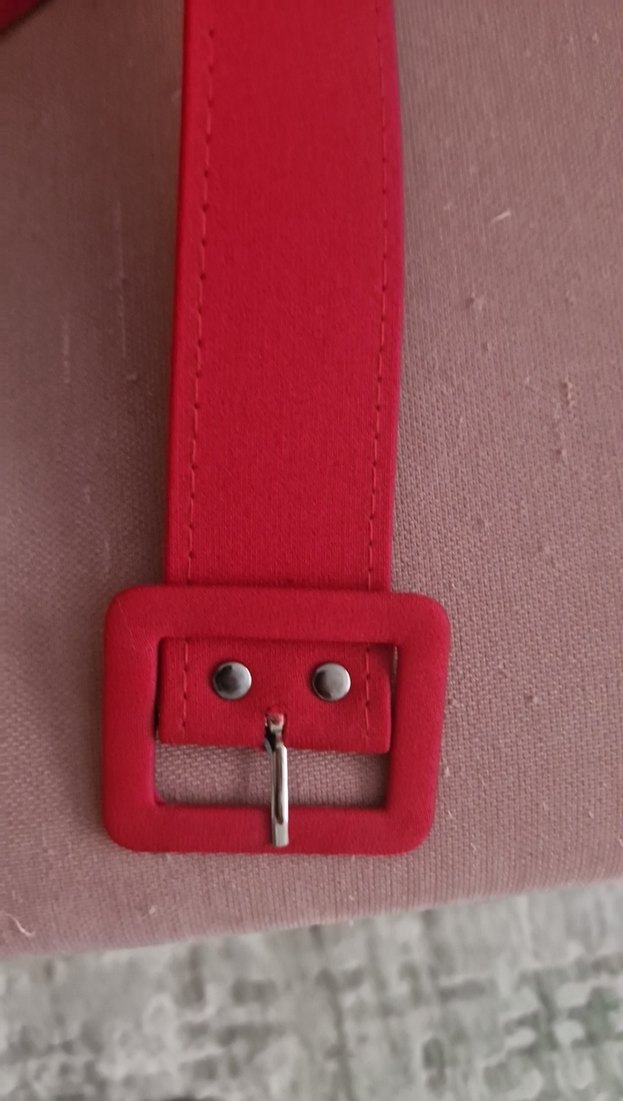 Koyu Kırmızı Deri Tokalı Kadın Kemer - Görsel 2