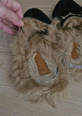 Siyah Kürklü Süet Kadın Terlik - Görsel 2