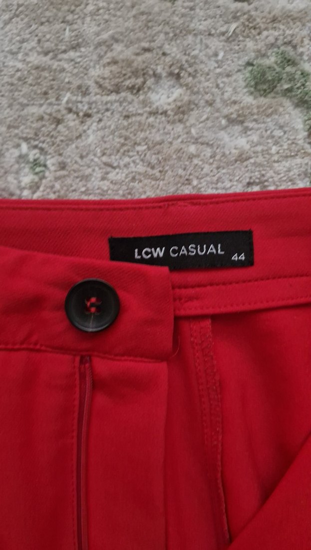 Kadın Kırmızı Midi Kumaş Pantolon - Görsel 2