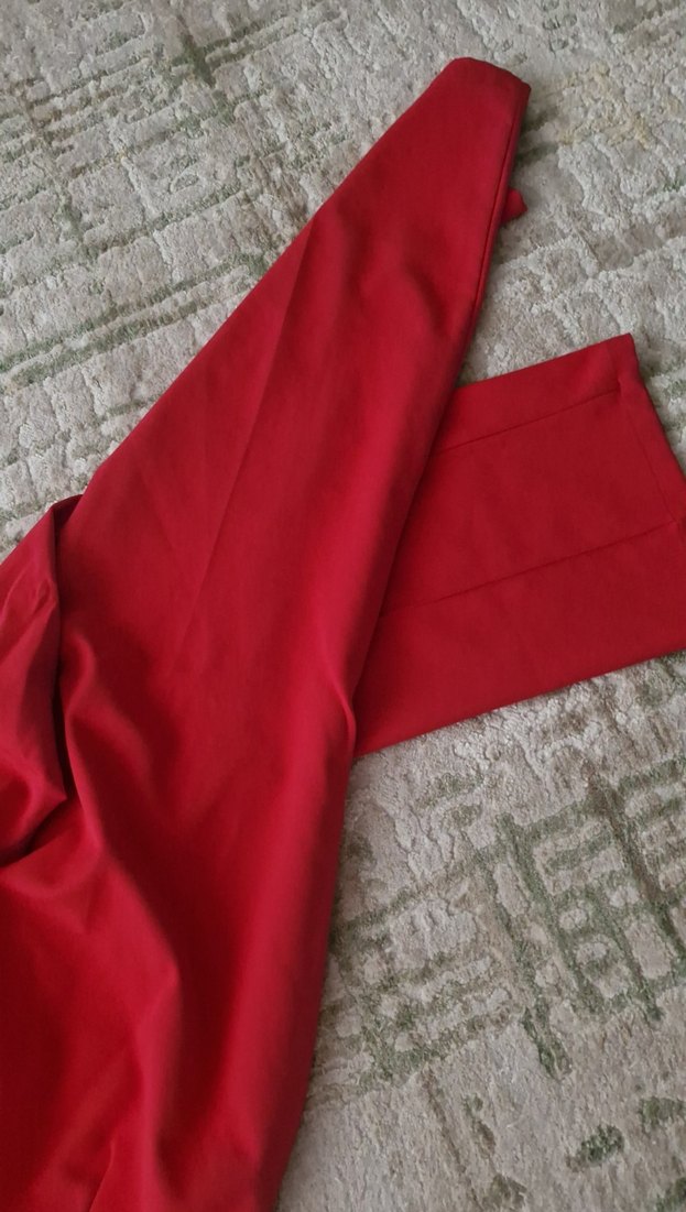 Kadın Kırmızı Midi Kumaş Pantolon - Görsel 4