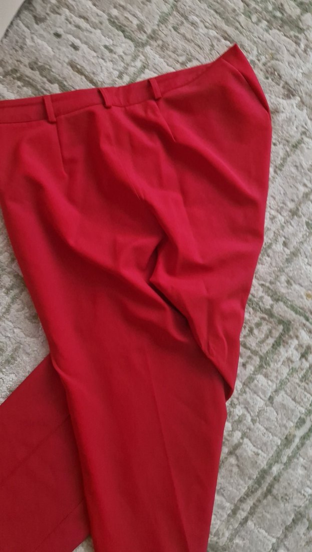 Kadın Kırmızı Midi Kumaş Pantolon - Görsel 3