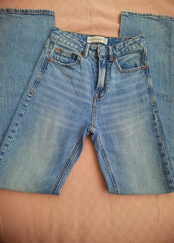 32 Beden mavi Renk Kadın Mavi Normal Boy Denim Jean d98 stradivarius