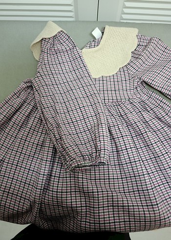 LC Waikiki Kahverengi Nakışlı Vintage Kız Elbisesi