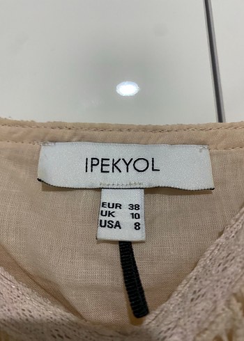 İPEKYOL/Dantel Detaylı Bej Bohem Uzun Elbise - Görsel 3