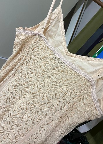 İPEKYOL/Dantel Detaylı Bej Bohem Uzun Elbise - Görsel 7