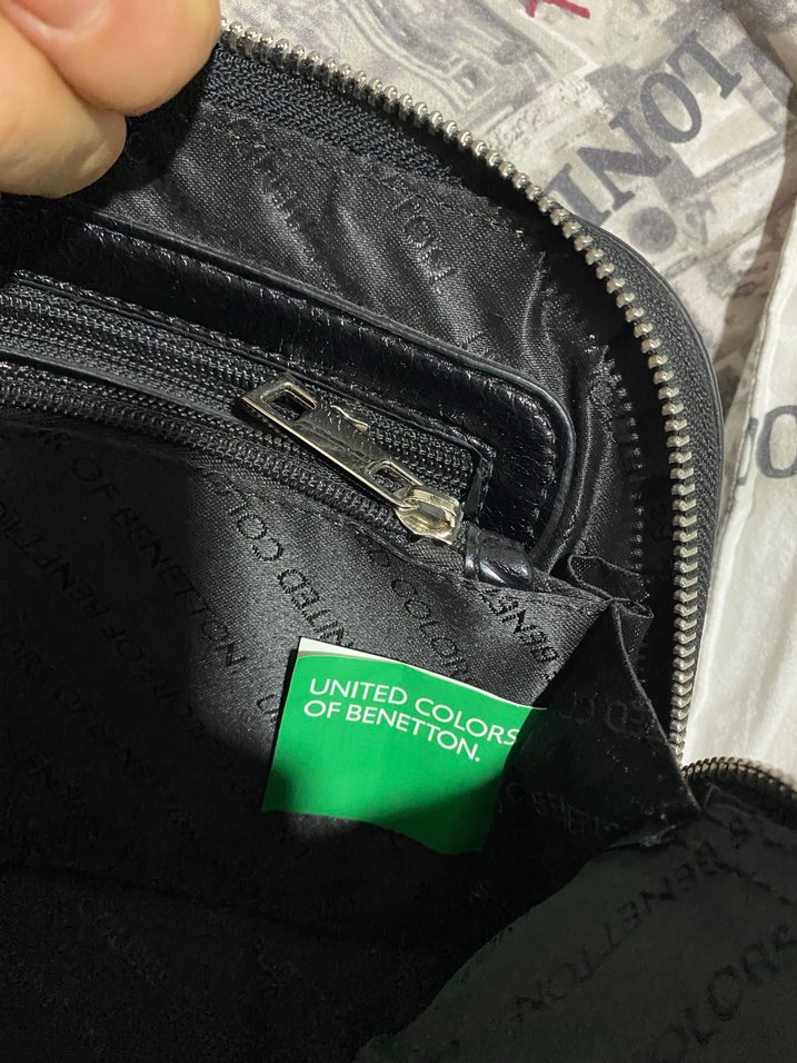 Siyah Deri United Colors of Benetton Çapraz Çanta - Görsel 2