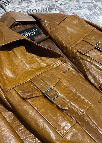 DERİMOD/Kahverengi deri ceket - Görsel 8