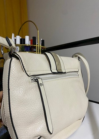 DERİMOD/Tokalı Beyaz Deri Kadın Çanta - Görsel 4