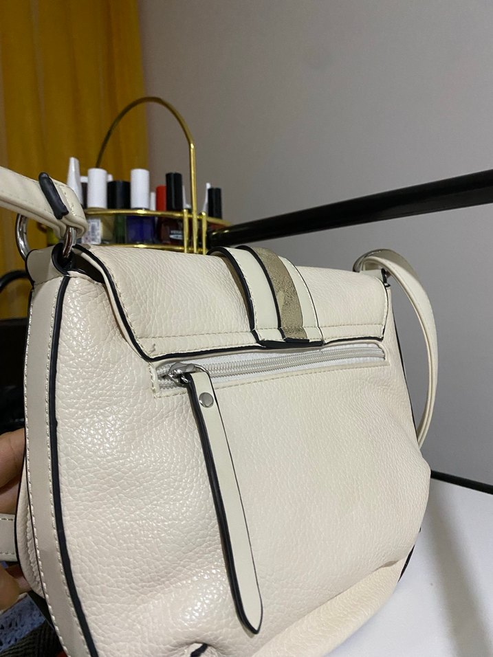 DERİMOD/Tokalı Beyaz Deri Kadın Çanta - Görsel 4