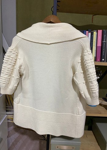 Beyaz Örgü Kadın Hırka - Görsel 2