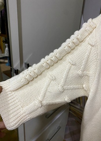 Beyaz Örgü Kadın Hırka - Görsel 4