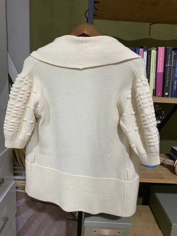 Beyaz Örgü Kadın Hırka - Görsel 2