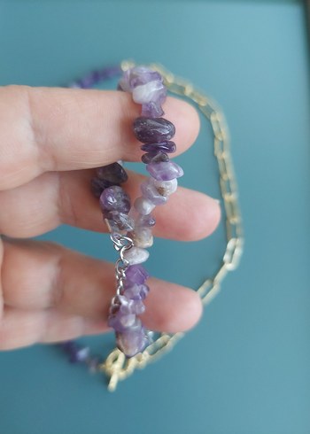 Ametis doğal taş kolye bileklik - Görsel 10