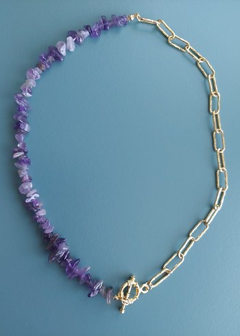 Ametis doğal taş kolye bileklik - Görsel 11